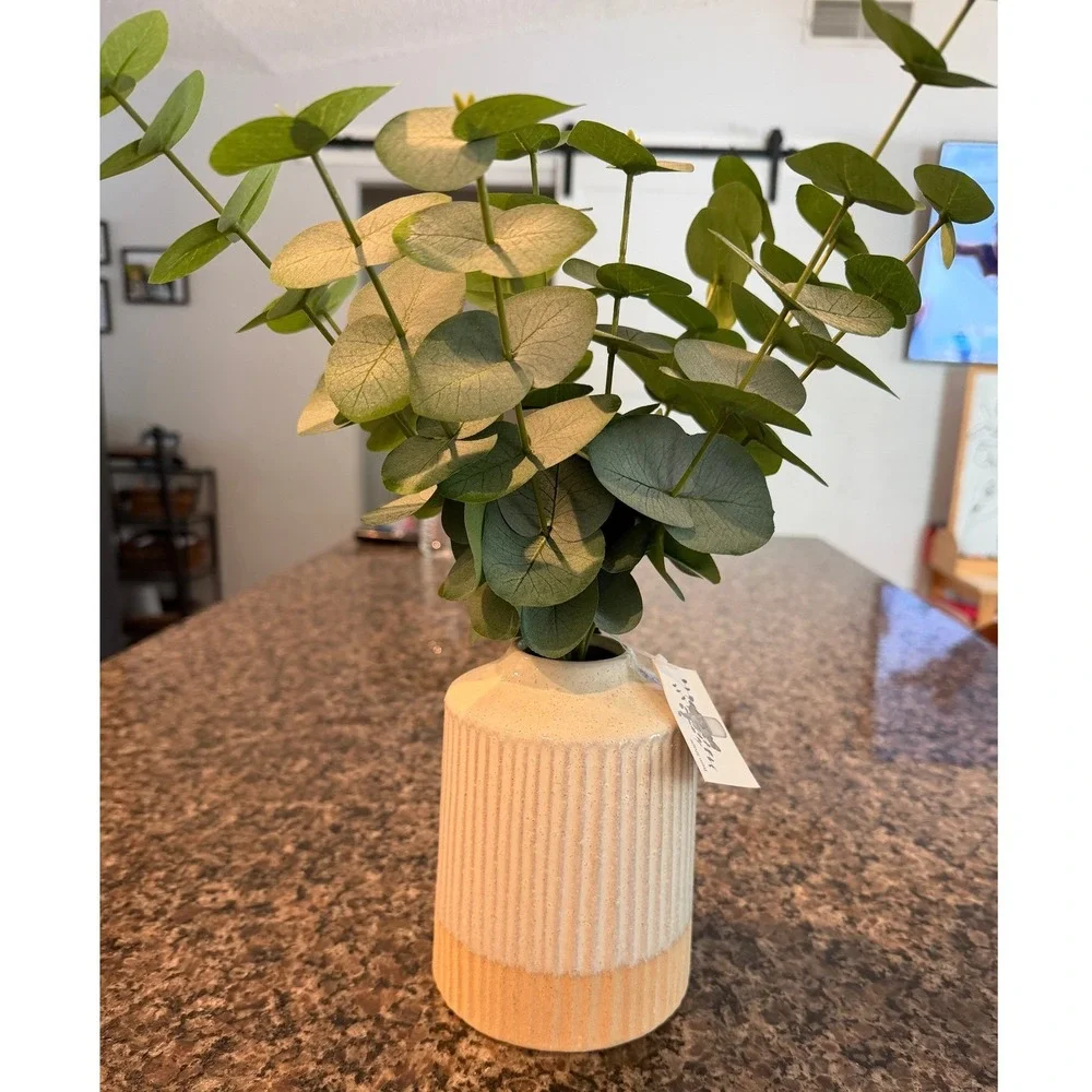 Hearth & Hand‎ with Magnolia Eucalyptus Artificial Arrangement Ceramic Vase 14in